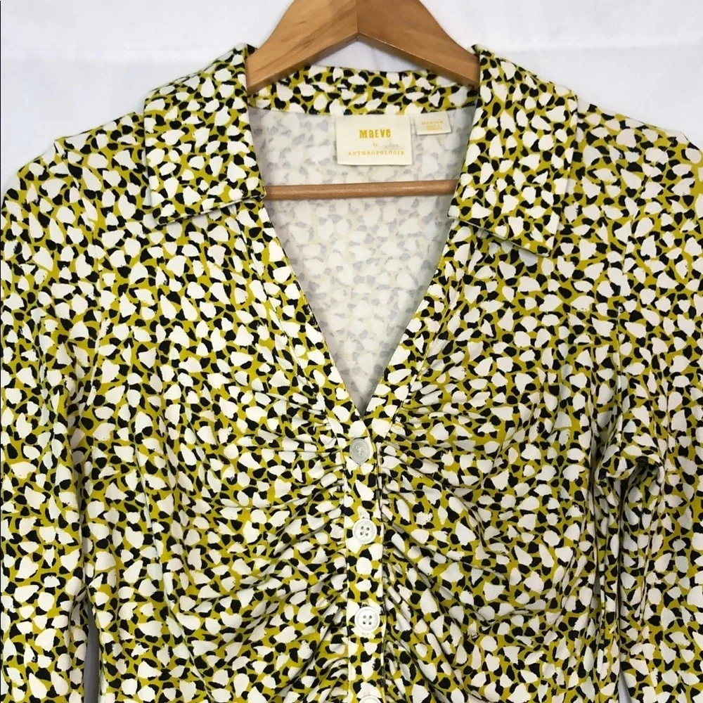 Maeve by Anthropologie Yellow and Black Floral Blouse Size M - Picture 7 of 13